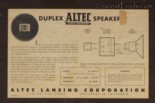 ALTEC Lansing 604 Duplex Speaker Label