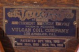 Brass tag THE VULCAN COIL, VULCAN COIL COMPANY, LOS ANGELES, CAL.