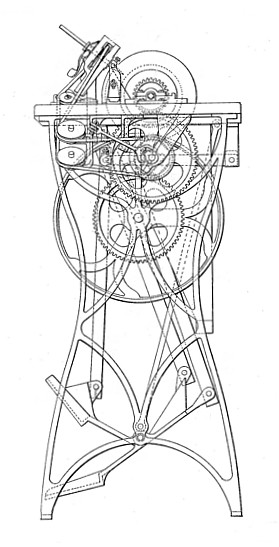 Drawing of Samuel Forrestor's foot operated pencil sharpener.